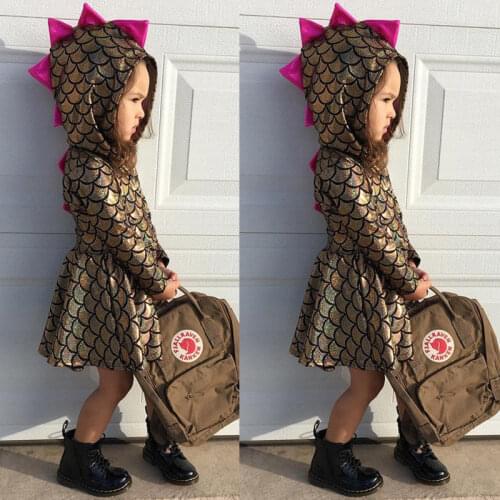 Pudcoco Girl Dress Toddler Kid Baby Girl Scale Dinosaur Princess Dress Pageant Party Costume Outfit