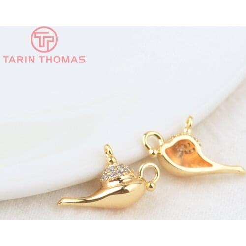 6PCS 9.4x16.3MM Hole 1MM 24K Gold Color with Zircon Bottle Pendants Charms High Quality DIY Jewelry Making Findings Accessories