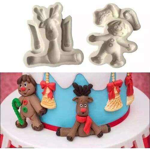 Gingerbread Man Sugar Mould Fondant Cakes Decorating Tool Silicone Mold Sugarcrafts Chocolate Baking Tool For Cake Gumpaste Form