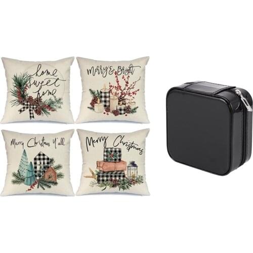 Jewelry Box Portable Storage Organizer with Christmas Pillow Covers,Throw Pillows Farmhouse Christmas Decor