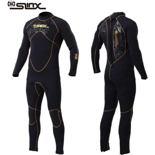 SLINX Mens 5MM Neoprene Wetsuit With Back Zipper One-Piece Warmth Cold And Sunscreen Wetsuit Swimming Snorkeling Wetsuit