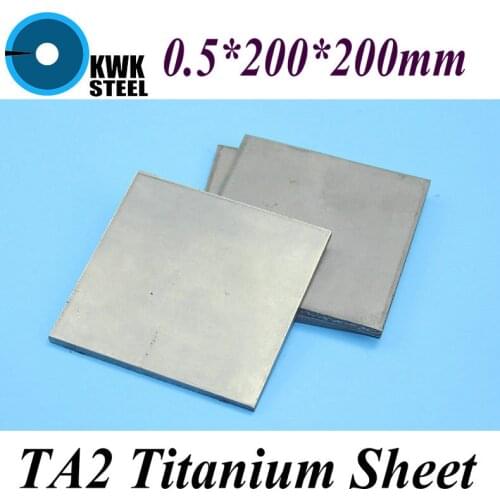 0.5*200*200mm Titanium Sheet UNS Gr1 TA2 Pure Titanium Ti Plate Industry or DIY Material Free Shipping