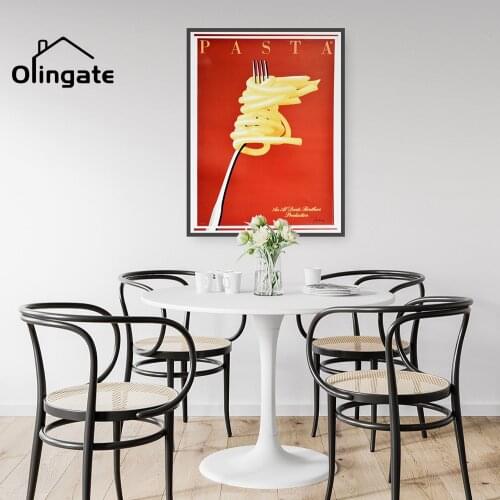 Vintage Italian Pasta Canvas Poster Retro Italy Cafe Foodie Drink Wall Art One Piece Canvas Painting Home Kitchen Wall Art Decor