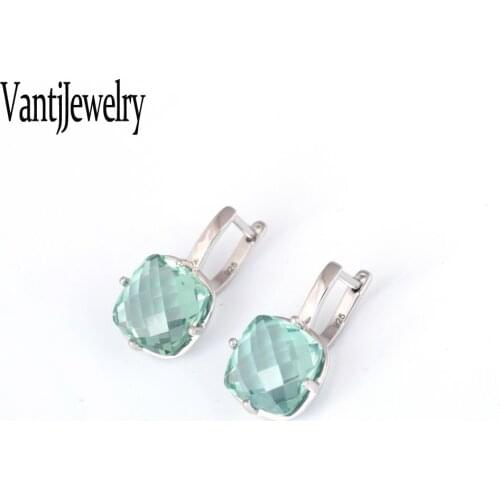 Elegant Natural Green Amethyst Earrings Sterling 925 Silver Crystal for Woman Lady Party Birthday Jewelry Gift Box Free Shipping