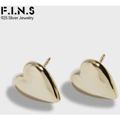 F.I.N.S CHIC Concise Versatile S925 Sterling Silver Studs Authentic Silver Female Minimalist Fine Earrings Women Accessories