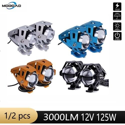 1pcs 2pcs 125W Motorcycle LED Headlight U5 Motorbike Driving Spotlights U5 Led Moto Light Spot Head Light Lamp 12V 3000LM
