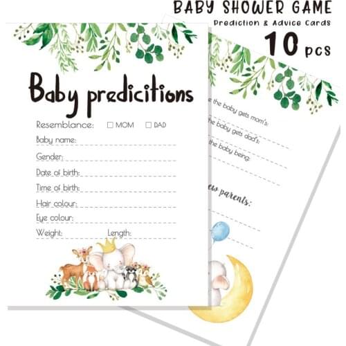 10pcs Cards Baby Prediction Advice Souvenir Game Baby Shower Decor Christening Boy Girl Decor Birthday Party Supplies