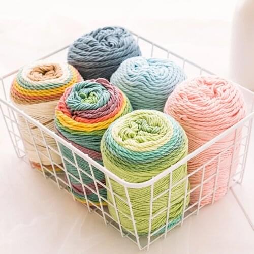 100g/ball 5 ply Rainbow Cotton dyed yarn DIY Handmade knitted For Baby sweater hat Scarf and sofa cushion