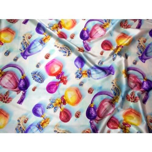 2018 Fashion Super High-end France Digital flowers Printed Heavy Stretchy Natural Silk Fabric quilt fabrics Woven tissus telas