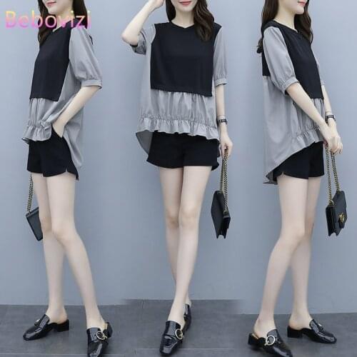 2021 Plus Size L XL XXL 3XL 4XL Fashion Women Blouse Tops Loose Summer Short Sleeve Shirts