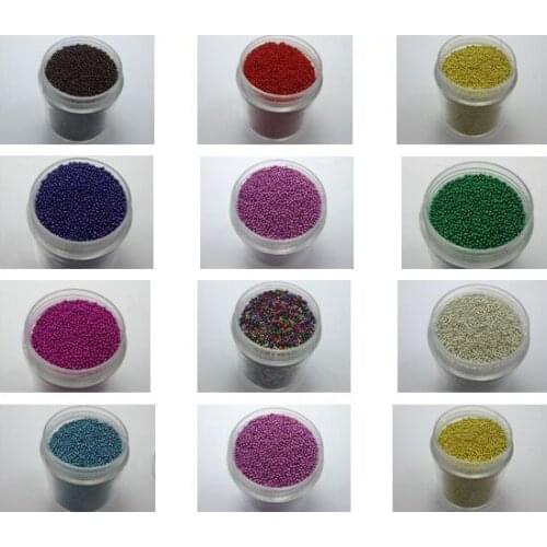 50Gram Mixed Color Glass Micro Beads Microbeads No-hole 0.8-1.0mm + Storage Box