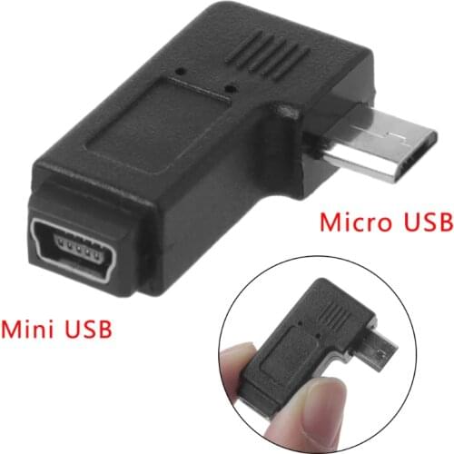 90° Left & Right Angled Mini USB 5Pin Female To Micro USB Male Data Sync Adapter