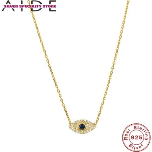 AIDE Eye Zircon Clavicle Chain 925 Sterling Silver Necklace For Women 2020 Fine Jewelry Choker Necklace Collares Bijoux Collar