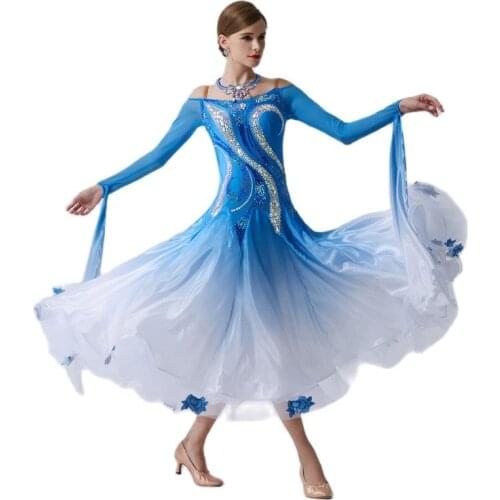 B-19510 Yundances high quality new national standard modern dance costume performs long ballroom dance dress for children