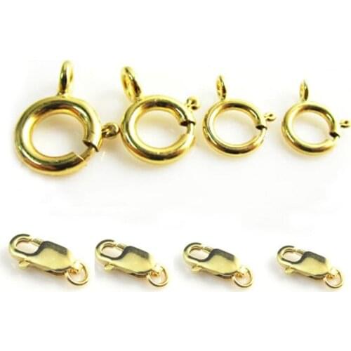 Beadsnice Adjustable Gold Filled Bracelet Necklace Jewelry Fittings Wholesale Personalized Round Spring Open Ring Clasps