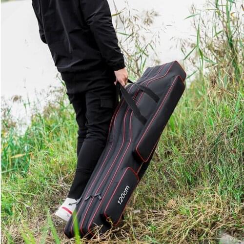 Brand new 2-layer thick wear-resistant fishing rod fishing gear tool box storage bag waterproof Oxford cloth portable strong