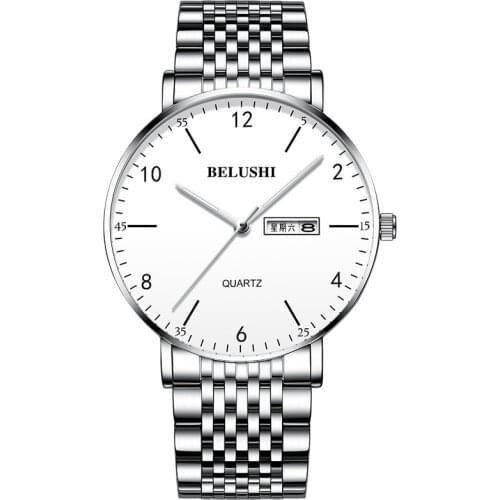 Steel Band Trend Watch Mens High-end Watches 2021 Summer New Mens Watch Business Casual Quartz Watch Waterproof Luminous Week