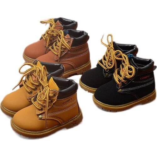 Children Boots Leather School Boys Girls Shoes Martin Boots Kids Snow Boots Winter Plush Warm Boots Cotton Shoes Ankle Boots
