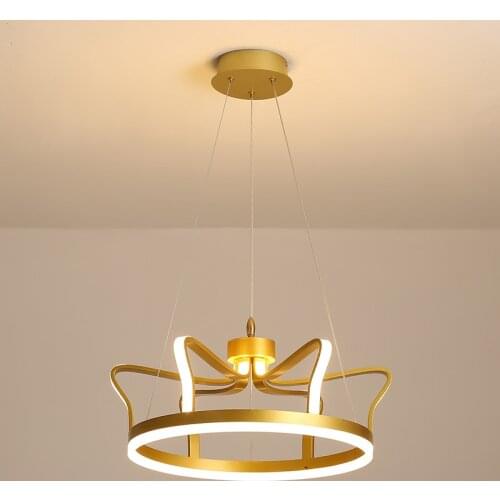 Crown shape design Chandeliers Golden Chandeliers For Bedroom Modern Child Room Decoration LED LUSTER Indoor Light Fixtures