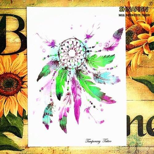 Phoenix feather Dreamcatcher Series Temporary Body Arts, Flash Tattoo Stickers 21*15cm, Waterproof Henna Tatoo Sex Products