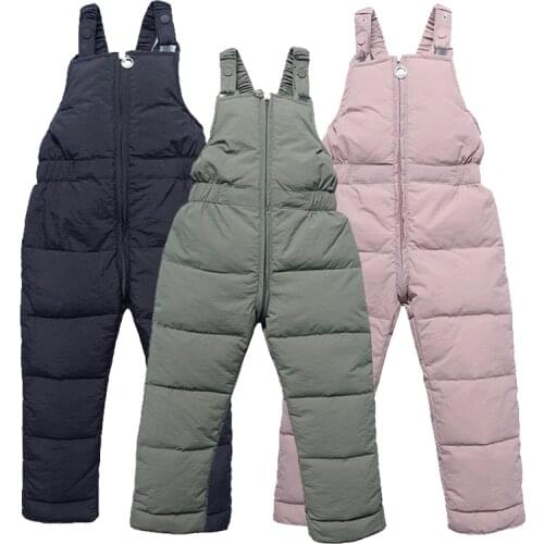 Cold Winter Warm Kids Overalls Trousers For Girls Boys Thick Pants Cotton Filling Toddler Pants For 1-5 years Children Jumpsuit