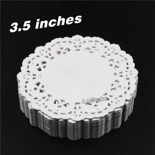 250pcs/pack) 3.5 inches diameter round white lace doilies wood pulp paper doily placemats packing decoration for tableware