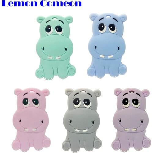 Lemon Comeon Baby Silicone Teethers BPA Free Cartoon Hippopotamus 5pcs Food Grade Teether DIY Teething Nursing Animal Baby Toys