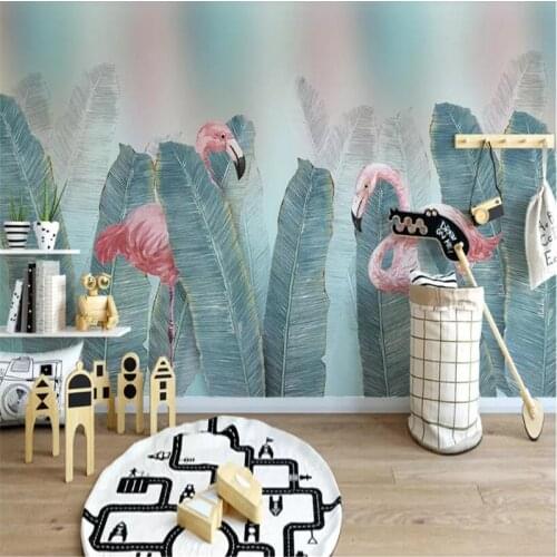 Small fresh green leaves watercolor professional production mural factory wholesale wallpaper mural photo wall
