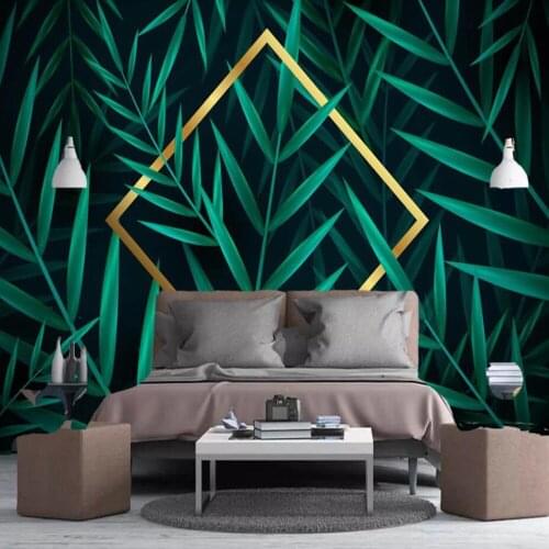 Milofi custom 3D wallpaper murals minimalist hand-painted tropical plants leaves background wall decoration wallpaper murals