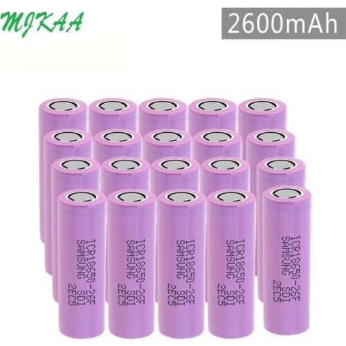 MJKAA 10/12/20PCS ICR18650 Lithium 2600mAh 3.7 V Li-ion Rechargeable Battery Flat Top Batteries for Toys Tools Flashlight