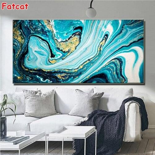 Abstract Magma 5D DIY Full Drill Round Diamond Painting Diamond Embroidery Kit Blue lines Home Decor large size Wall Gift PP2338