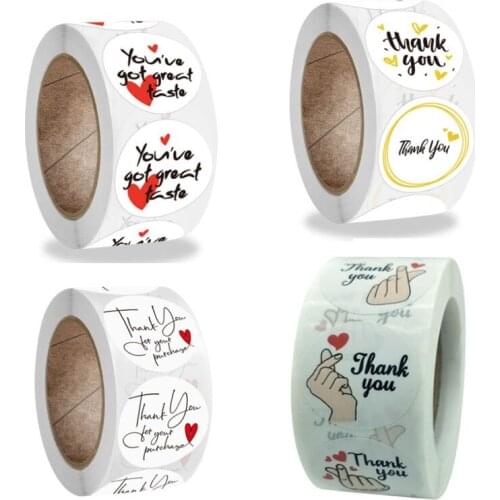 6000pcs round 1Inch Thank Tou For You Purchage TASTE white love confession box dhesive label roll DIY sealing sticker wholesale
