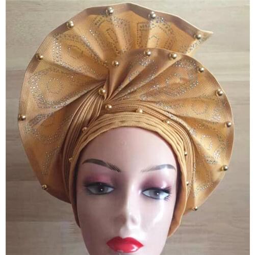 Nigerian aso oke headtie stripe african headtie women head wrap turban gele headtie femme scarf high quality for party3piece/set