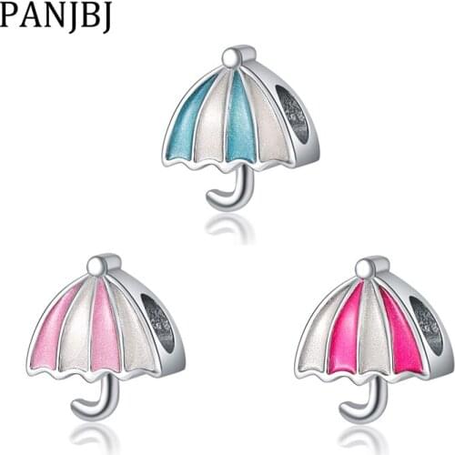 New Alloy Silver Plated Bead Alloy Cute Enamel Umbrella Charm Fit Original Bracelet Necklace DIY Women Jewelry