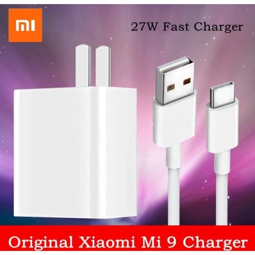 Original Xiaomi Mi 9 Wall Charger 27W USB Adapter Type-C Cable For Mi 8 Lite 8se 9se Max 3 2/Mix 3 2s/Redmi note 7/Pocophone f1