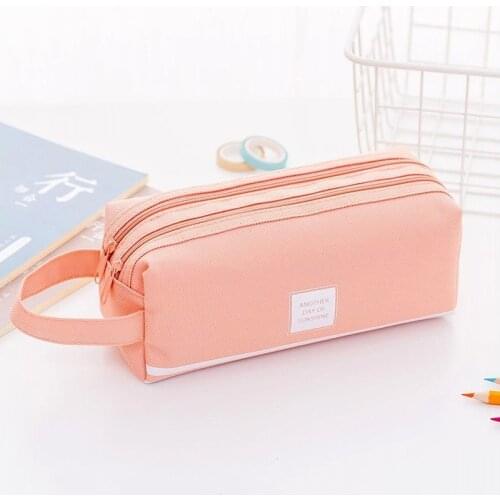 Girls Cute Pencil Case Pen Storage Bag 2 Compartments Makeup Coin Purse for Women DQ-Drop