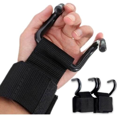 Aadjustable Wrist Support Weight Lifting Hooks 2Pcs Weight Lifting Training Fitness Gym Hook Grip Straps Wrist Support Gloves