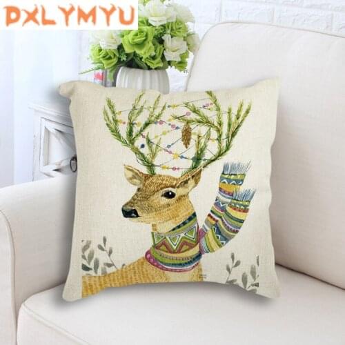 Nordic Art Bear Monkey Elephant Linen Cotton Cushion Seat Cusion Polyester Home Decor Bedroom Decorative Sofa Car Throw Pillows