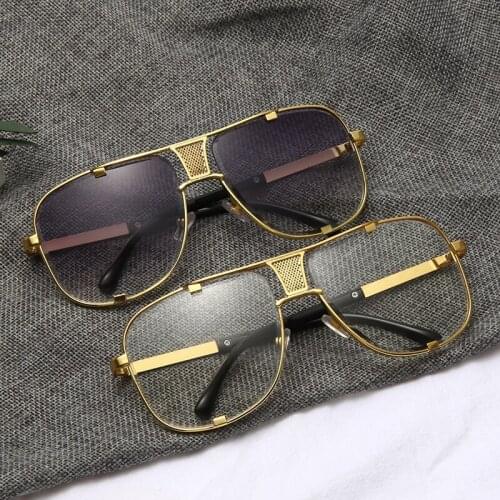 Oversized Pilot Square Sunglasses Men Women Vintage Metal Grade Big Frame Male 2020 Fashion Luxury Brand Sun Glasses UV400