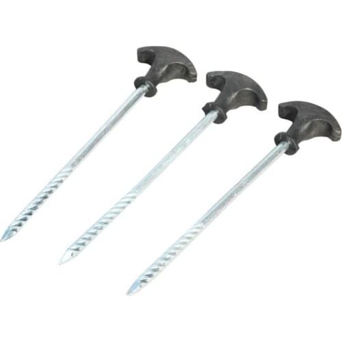 Stainless Steel Spiral Tent Nails Windproof Canopy Frozen Soil Ice Surface Drilling Long Bold T-shaped Steel Nails