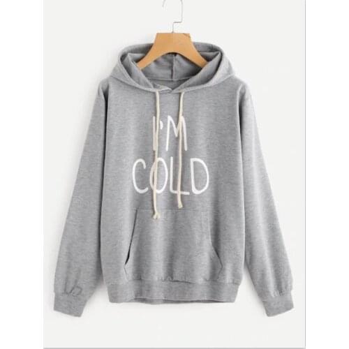I'M COLD Women Crewneck Cotton Long sleeve Sweatshirt letter Printed Hoodies Clothing Drop Shipping Autumn Shirt