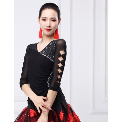 H2653 Female Latin Dance Top Clothing Women Professional Square Dance Performance Competition Costumes Spring Dancing Clothes
