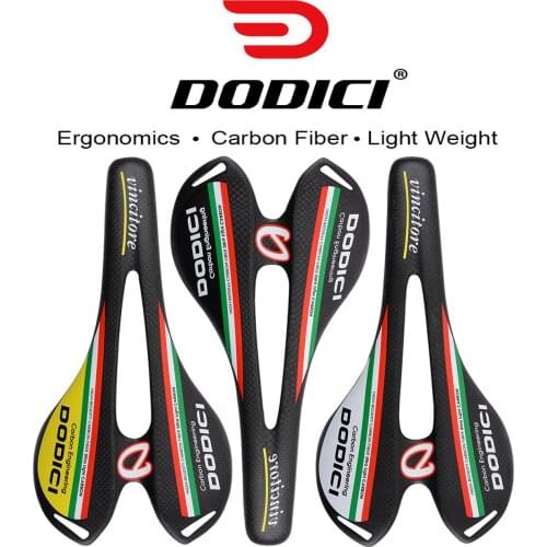 DODICI Ultralight Full Carbon Fiber Hollow Cushion 3K Matte Road Bike Mountain Bike Saddle Carbon Fiber Seat Bow Part Accessorie