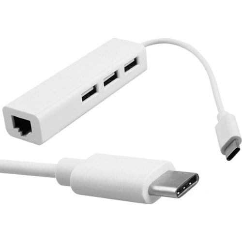 Jimier CY USB 3.1 Type C USB-C Multiple 3 Ports Hub with Ethernet Network LAN Adapter for Chromebook