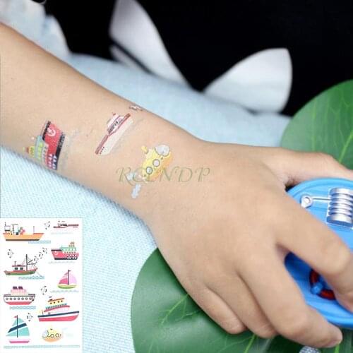 Waterproof Temporary Tattoo Sticker ship sailboat submarine seagull tatto flash tatoo fake tattoos for kid boy men women