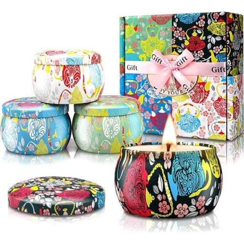 High Quality Scented Candles Gifts Set(4 Pcs) for Women, Home Decor Travel Tin Fragrance for Bath Yoga Stress Relief and Relax