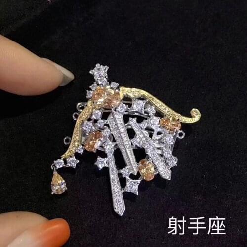 Vintage 12 constellation sagittarius brooch pins 925 sterling silver fine women jewelry free shipping birthday gift