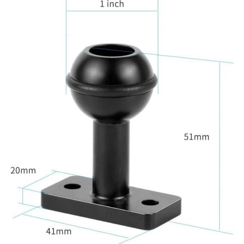 1 inch Ball Head Mount Adapter with M5 Screw Holes for Diving Sports DSLR Camera Bracket Tripod Clip Adapters CNC Aluminum Alloy