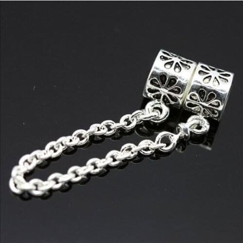 1pc Charm Alloy Silver Chain Bead Safety Chain Bead Fit Bracelet Jewelry Making