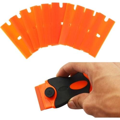 10Pcs/Set Double-Edged Plastic Blades Replacement Scraper Window Car Glass Glue Tape Remover Safety Sticker Decals Removal Tool